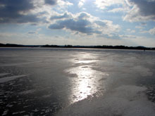 Blick auf den vereisten Oberuckersee